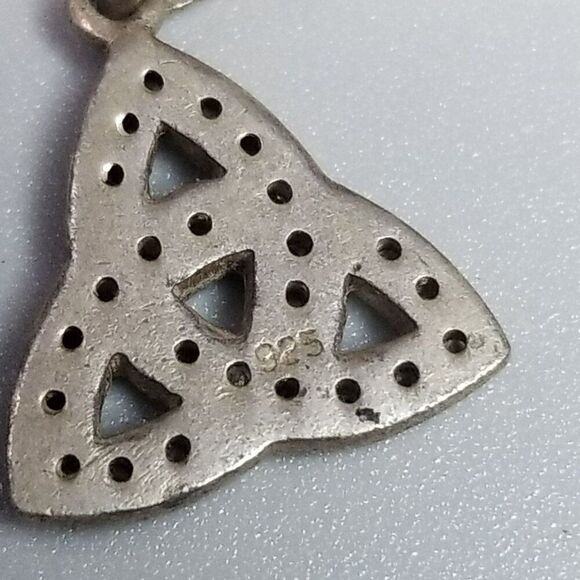 Vintage Sterling Silver Celtic Knot Rhinestone Encrusted Pendant Charm, 925 - Picture 8 of 10